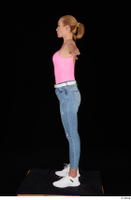  Vinna Reed blue jeans casual pink bodysuit standing t poses white sneakers whole body 0003.jpg